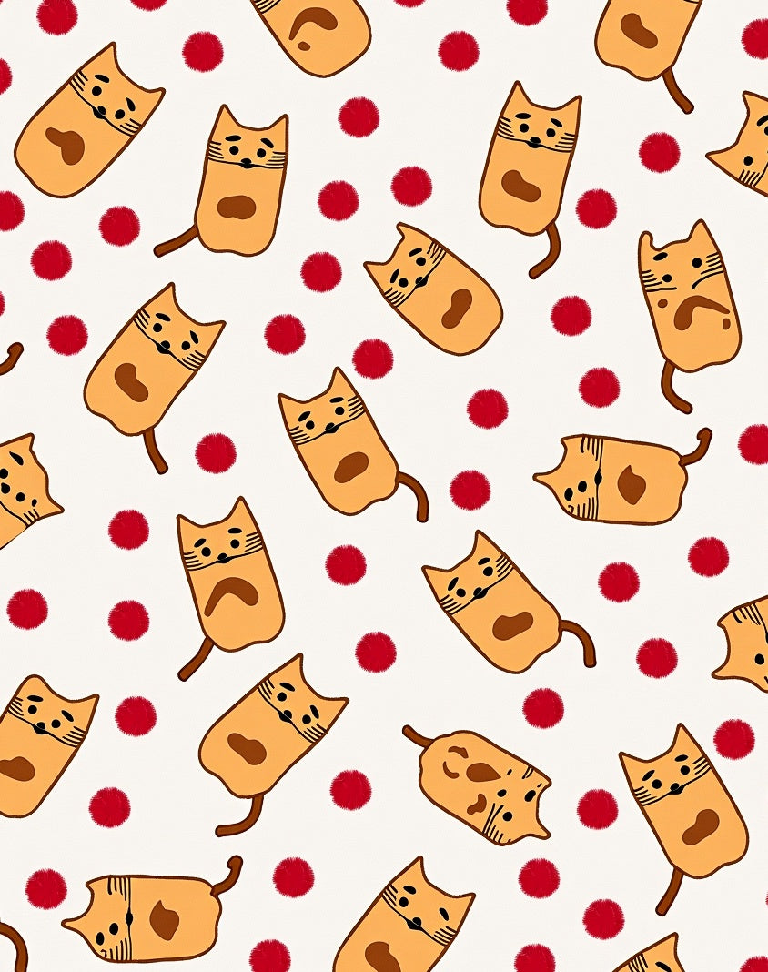 Cute Orange Cats Red Dots Scatter Rug