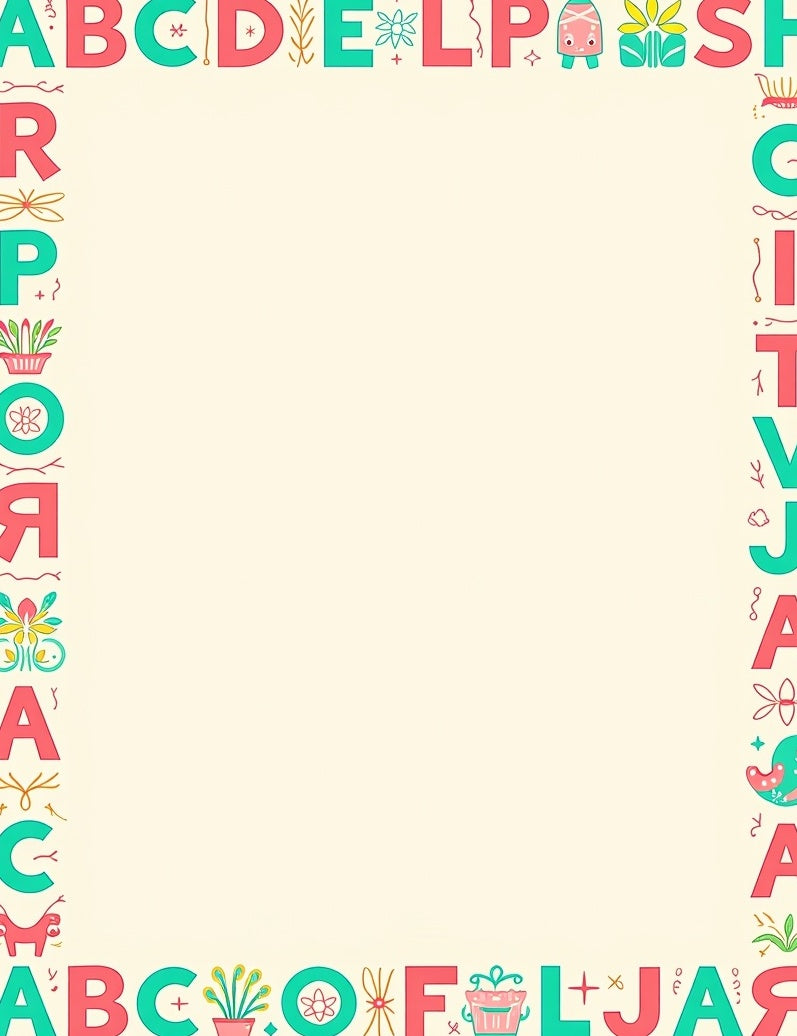 Alphabet Border With Whimsical Accents Rug