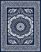 Midnight Blue Ornamental Medallion Rug