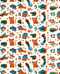 Playful Orange Blue Critters Numbers Collage Rug