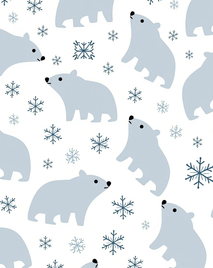 Whimsical Polar Bear Snowflake Scatter Rug