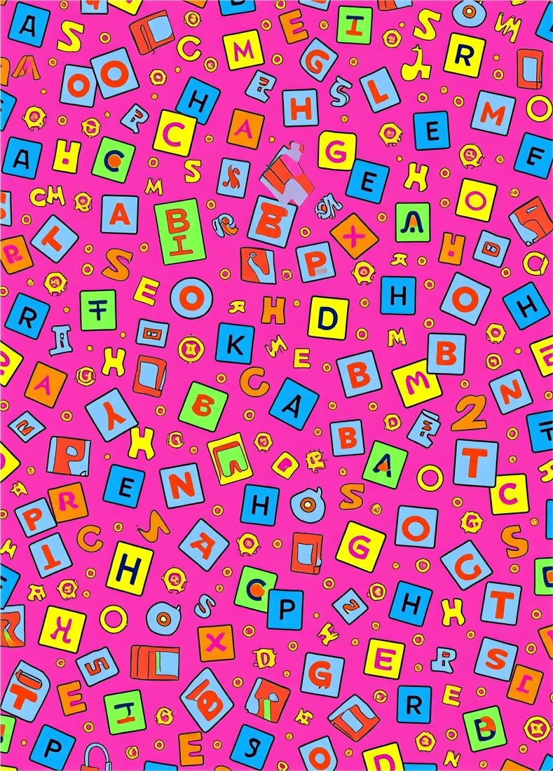 Alphabet Blocks Pink Playful Layout Rug