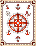 Nautical Anchor Compass Rose Rug