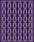 Ornate Gold Blue Damask Medallion Rug
