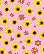 Golden Yellow Sunflowers Pink Background Rug