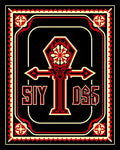Crimson Red Black Ornate Ankh Rug