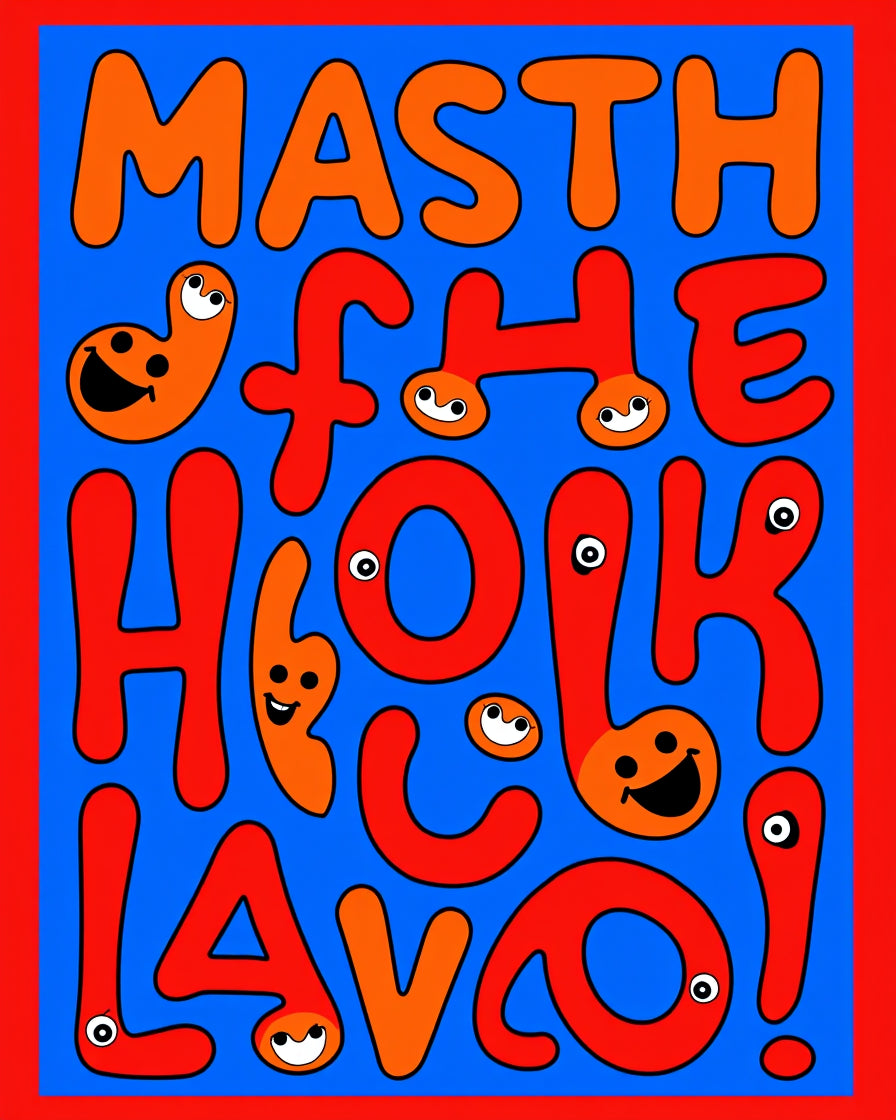 Bold Red Orange Playful Letters Rug