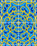 Vibrant Blue and Yellow Organic Swirl Rug