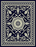 Dark Blue Cream Classic Floral Medallion Rug