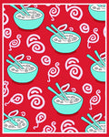 Red Rice Bowl With Chopsticks Swirls Rug