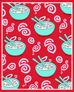 Red Rice Bowl With Chopsticks Swirls Rug