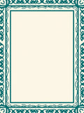 Teal Ornate Floral Frame Rug