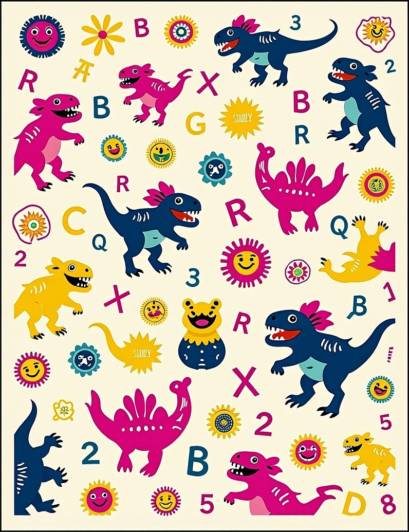 Whimsical Dinosaur Alphabet Playtime Rug