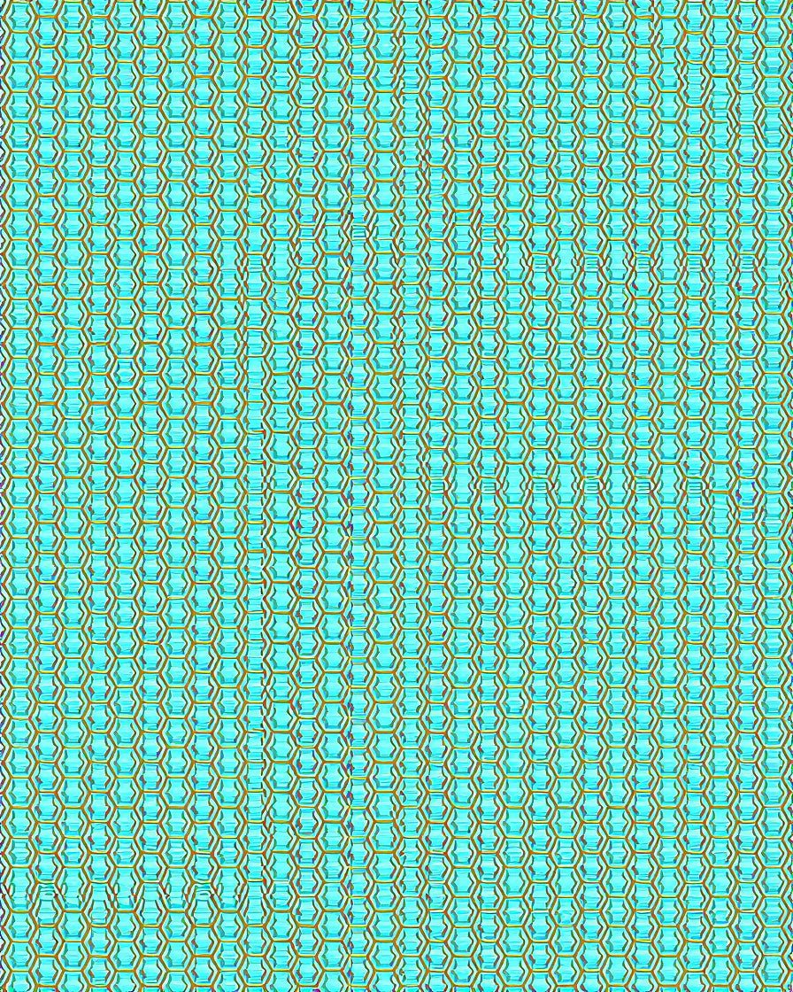 Aqua and Gold Geometric Hexagon Rug