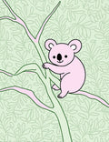 Pink Koala On Branch Leafy Cover Rug