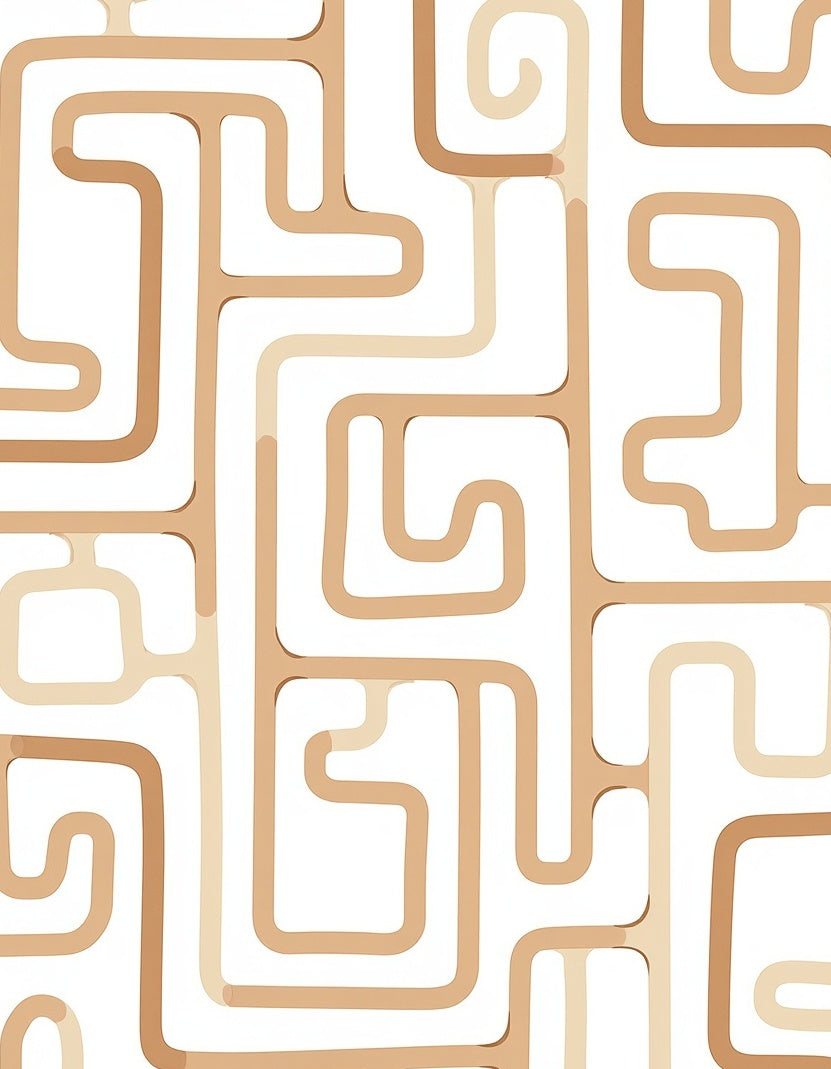 Sandy Beige Abstract Maze Rug