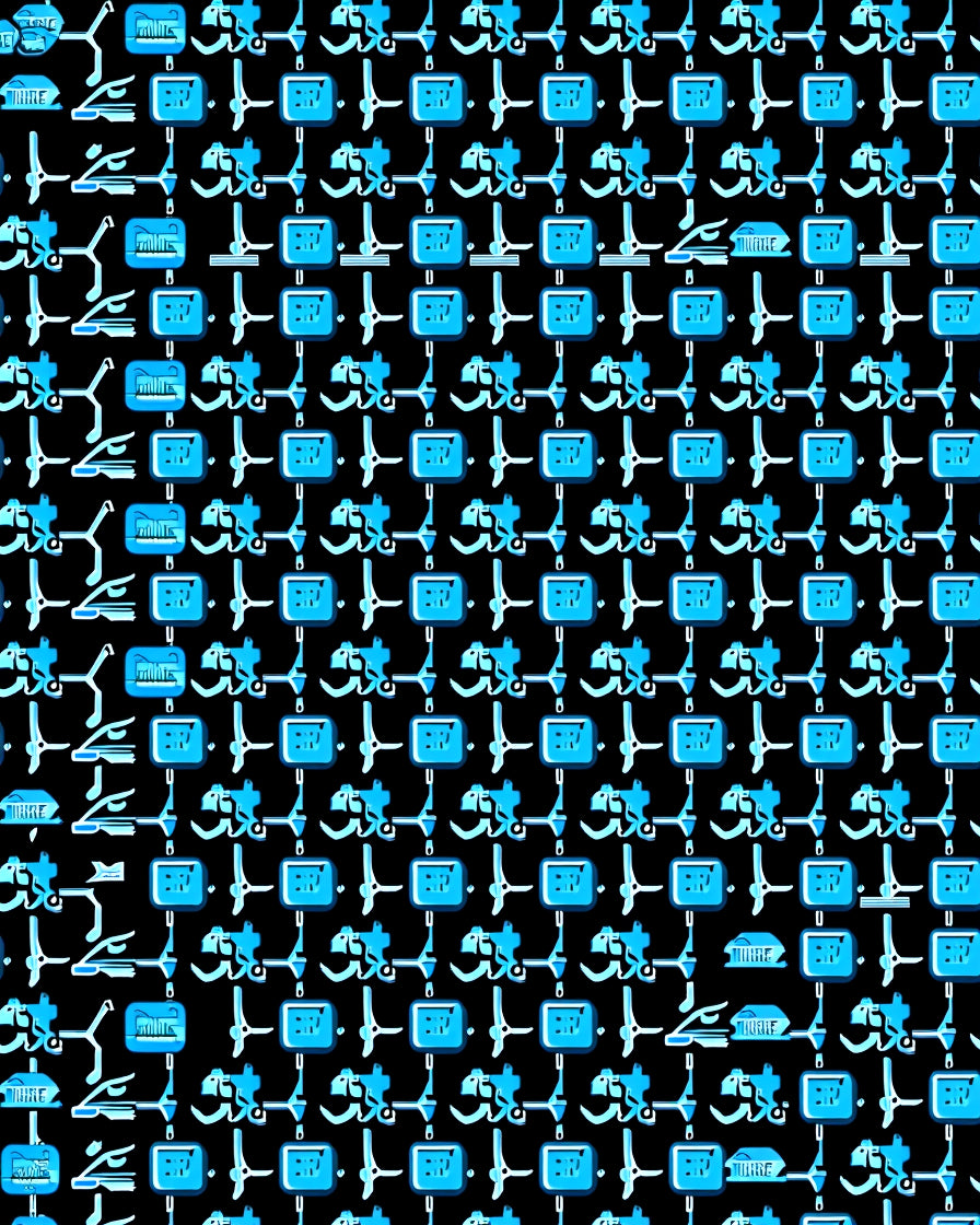 Electric Blue Geometric Abstract Icons Rug