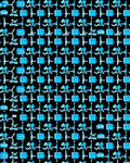 Electric Blue Geometric Abstract Icons Rug