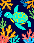 Aqua Turtle Coral Reef Adventure Rug