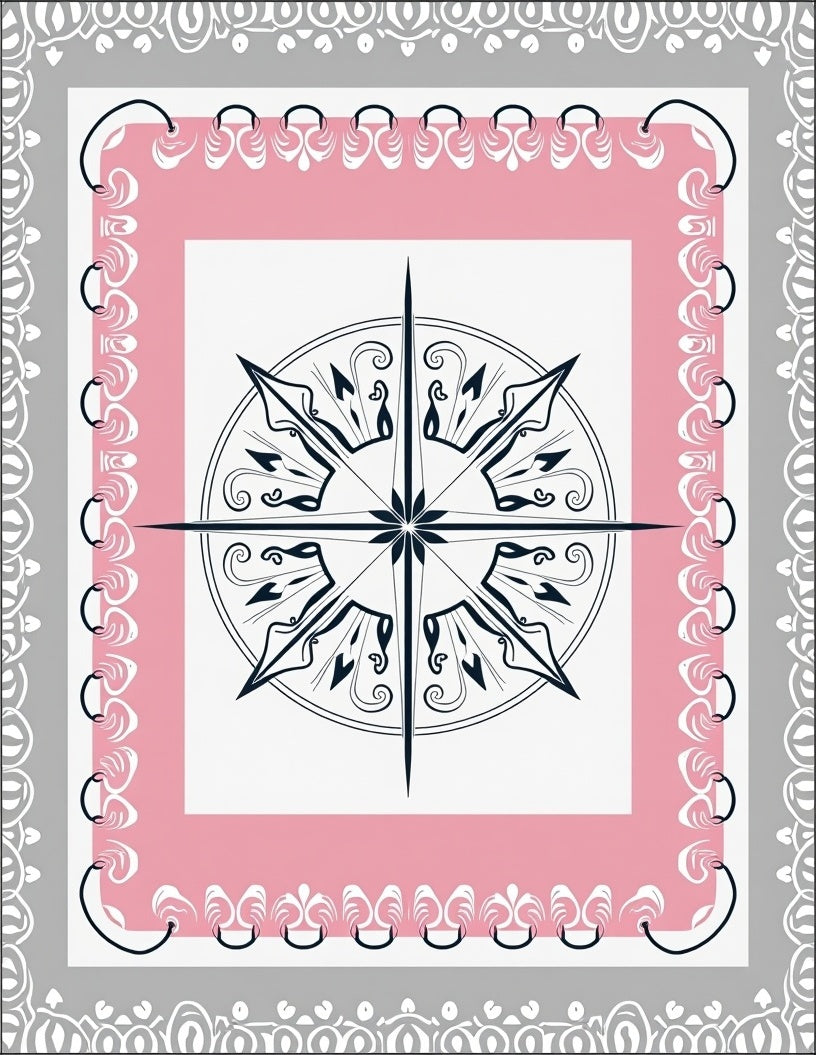 Pink Compass Star Ornate Rug