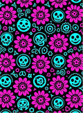 Pink Floral Skulls With Smiles Rug