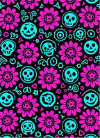 Pink Floral Skulls With Smiles Rug