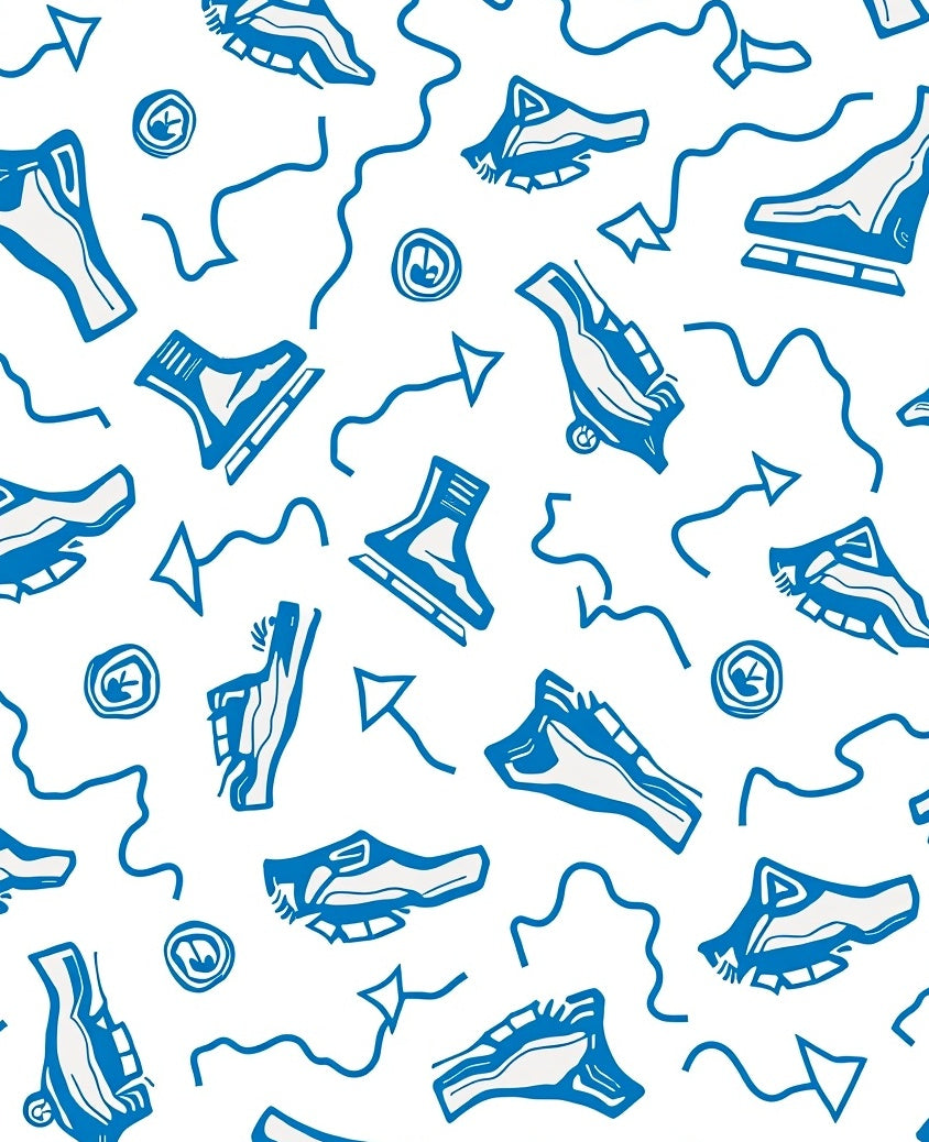 Dynamic Blue Skate Shoe Collage Rug