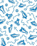 Dynamic Blue Skate Shoe Collage Rug