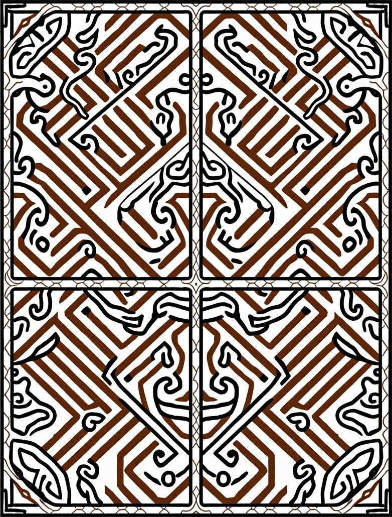 Abstract Brown Lines Organic Shapes Rug