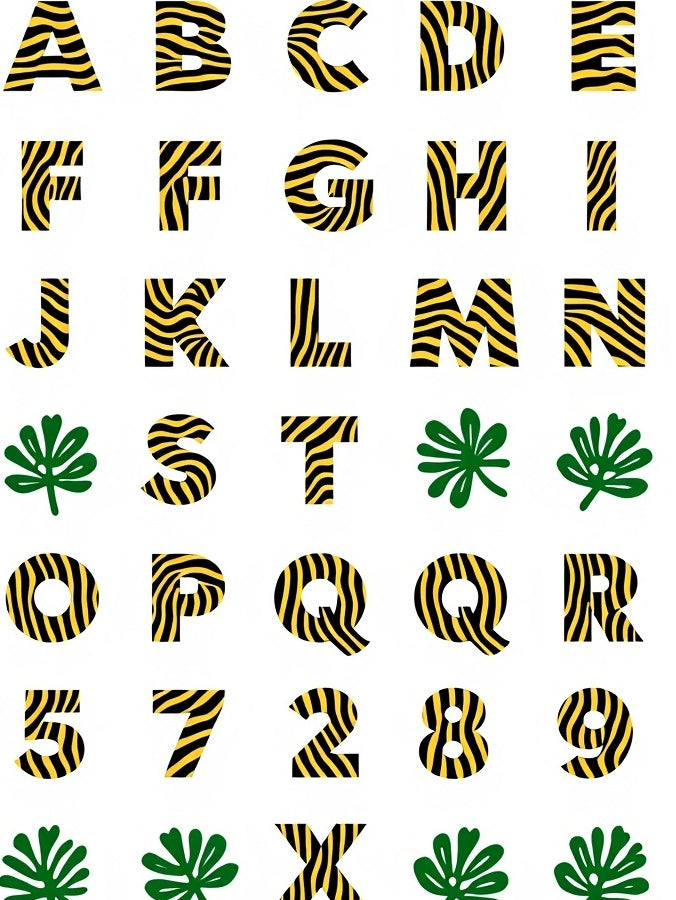 Bold Black Yellow Zebra Alphabet Rug