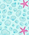 Aqua Starfish Shell Collage Rug