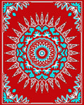 Vibrant Red Turquoise Medallion Floral Rug