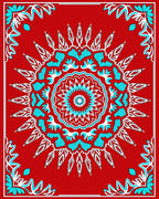Vibrant Red Turquoise Medallion Floral Rug