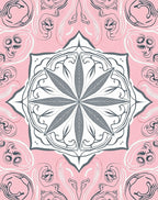 Pink Gray Mandala Floral Art Rug