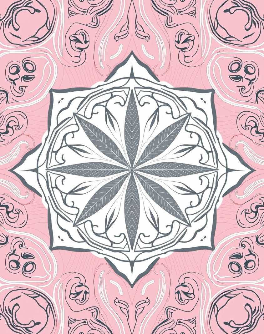 Pink Gray Mandala Floral Art Rug