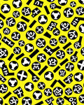 Modern Black Abstract Circles Yellow Rug