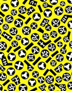 Modern Black Abstract Circles Yellow Rug