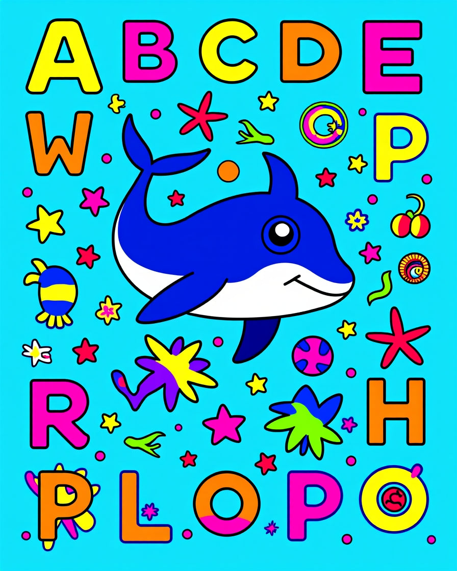 Bright Dolphin Adventure Alphabet Companions Rug