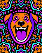 Psychedelic Grinning Dog Abstract Art Rug
