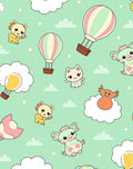 Kawaii Creatures Hot Air Balloon Adventure Rug
