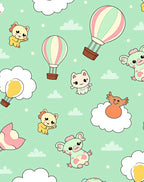 Kawaii Creatures Hot Air Balloon Adventure Rug