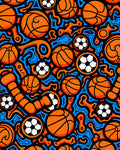 Bright Orange Basketball Soccer Swirl Rug
