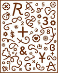 Whimsical Brown Alphabet Symbol Collage Rug