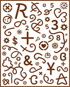 Whimsical Brown Alphabet Symbol Collage Rug