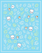 Cute Blue Bear Mushroom Foliage Rug