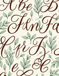 Brown Calligraphy Leaf Print Rug