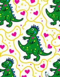 Green Dinosaur Hearts Yellow Swirls Rug