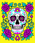 Vibrant Yellow Sugar Skull Floral Rug