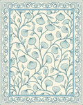 Delicate Blue Ginkgo Leaf Border Rug