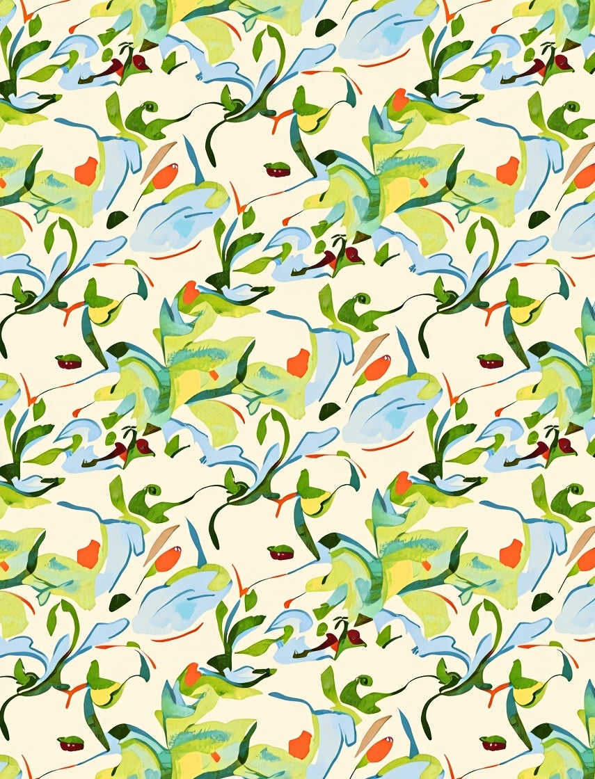 Abstract Verdant Vines Floral Arrangement Rug